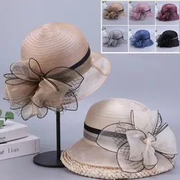 BERETS 1PC SOLID COLOR SUMMER BASIN HAT FASHION FLOWER TEA BEARINGABLE Women Fisherman Outdoor Sunshade