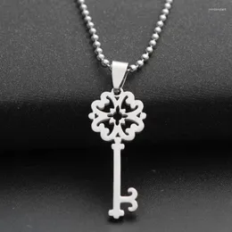 Hänghalsband 30 rostfritt stål retro blommaknyckel halsband kärlek hjärtlås unikt symbol snöflinga upplåsningsverktyg ihåliga smycken
