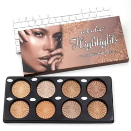 8 Colors Highlight Palette Bronze Wheat Color Glitter Face Contour Palette Brighten 3d Face Makeup for Woman Pretty Makeup 240106