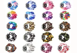 Scrunchies Apple Watch Bands 3840mm 4244mm Women Cloth Pattern Printed Fabric Wristbands Straps Elastic Scrunchy Band for iWatc9134959