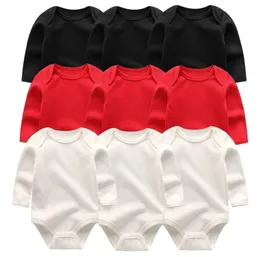 Solid color Rompers Cute 3pcslots Newborn Girls boys Clothes Long Sleeve Cotton Baby Jumpsuit Clothing 2103096983198
