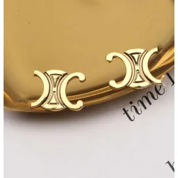 2022 Gold Silver 2Color Simple 18K Gold Pusted Brand Letters Letters Ear Suck 925 Silver Hegetric Women Circle Crystal Rhinestone Pearl Encler