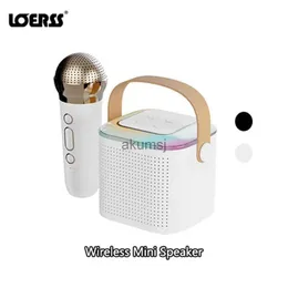 Portable Speakers LOERSS Portable 5.0 Bluetooth Speaker Mini Karaoke Sets with Microphone RGB Lighting Loudspeaker Sing Music Subwoofer TF AUX YQ240106