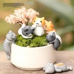 Artigianato 2018 Moda 1 Set / 6 pezzi Cartoon Cat Micro Paesaggio Decorazioni da giardino Mestiere in miniatura Decorazioni per la casa Regalo per i bambini