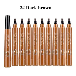 5Colors Long Lasting Brown Liquid Eyebrow Pen Waterproof 4 Fork Tip Eyebrow Tattoo Pencil Women Eye Cosmetic Beauty Makeup 10PCS 240106