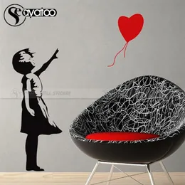 Banksy Girl Wall Sticker Balloon Love Heart Vinyl Decal Girls Bedroom Kids Room Stickers Home Decor T2006013006