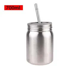 700 ML Stainless Steel Mason Jar Tumbler with lid and stainless steel straw Single Wall Unbreakable1765567