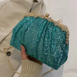 Designer kvinnor paljetter chic crossbody väskor bröllop kväll koppling lady kedja axel glitter handväskor och plånböcker 240106