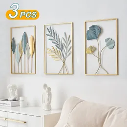 3 pz Nordic Decorazione Della Parete di Casa In Metallo foglia di ginkgo Adesivi Macrame Appeso Accessori Per La Camera Decorativo Sporgenza 240106