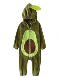 Baby Avocado Hooded Rompers Winter Warm Flannel Climbing Suit Outerwear newborn Jumpsuit Toddlers Bodysuit for Kids Clothings M9589767359