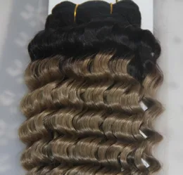 Ombre Capelli Grigi Fasci di Capelli Peruviani Sciolti Onda Profonda Estensioni Dei Capelli Umani Remy 1 Fasci T1BSilver 1 Pezzo1266863