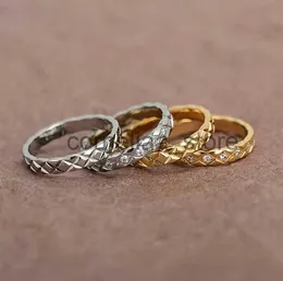حلقات فرقة مصمم أزياء مصمم أزياء الرجال 18 كيلو بايت مطلي بالذهب الذهب S925 Silver Rhinestone Celebrity Channel Cogo Crush Rings Wedding Rings Rings Loving GIF