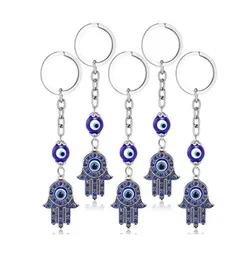 Hamsa Fatima Hand Key Rings Keychains Holder Greek Blue Evil Eye Pendants Key Chains Keyrings Turkish Lucky Jewelry5806763