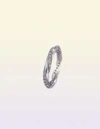 Hurtowa nowa drobna biżuteria 925 Srebrne pierścienie z kobietami przyjęcia weselnym Clear Pierścienie modowe CZ Bow Ring Fit Woman Ring2645808