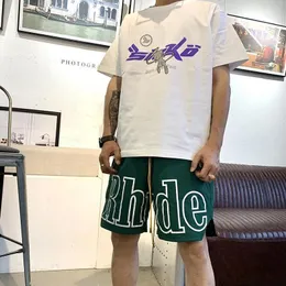 Shorts hommes shorts rhude shorts limités rhude shorts été nager court genou longueur hip hop high street sports formation pantalons de plage hommes e