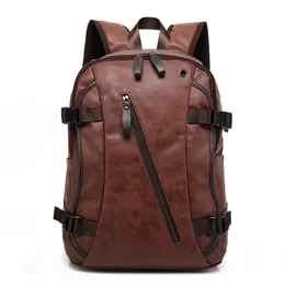 Tilorraine Vintage Men Backpack Passion Style Pu Leather School Student Bags Computer Bag Bocke Backpacks 240106