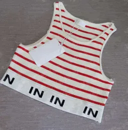 Women's Tanks knits Black red Stripe Fashion ce letter Sexy Crop Top Slim Tops Sleeveless Workout Vest Ladies Designer Tank 888