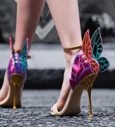 Sophia Webster Chiara farfalla in pelle multi sandali con tacco alto scarpe eleganti moda estiva5814907
