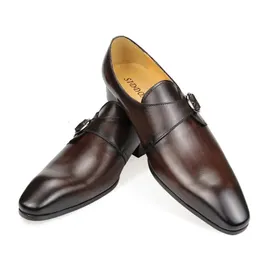 Leather Dress Loafers Wedding Decorate Genuine Buckle Casual Brogue Oxford Formal for Successful Men's Shoes 240106 9469 47