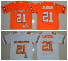 Mens Vintage 1986-1988 Oklahoma State 21 Barry Sanders College Football Maglie a buon mercato 21 Barry Sanders University Cucite Shirt calcio