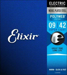 1 Set 12000 Elixir Electric Poliweb Super Light Guitar Strings 0090428333575