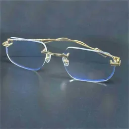 Скидка 26% Прозрачные оправы для глаз, мужские металлические дизайнерские очки Carter без оправы по рецепту, Espejuelos Mujer, женские очки Kajia, новинка