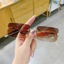 Güneş gözlüklerinin toptan% 22 indirim moda rimless dikdörtgen güneş gözlükleri kadın erkekler unisex vintage kare tonlar ultralight gafas de sol