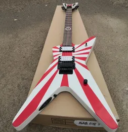 Özel Kırmızı Beyaz Stripes Renk Gülağacı Klavye Düzensiz Vücut Özel Şekley Elektro Gitar