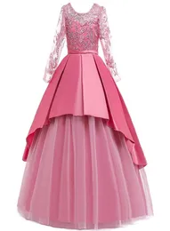 Kinderen Meisjes Bruiloft Bloem Borduren Meisjesjurk Elegante Prinses Feest Formele Lange Jurk Tule Kanten Jurk Voor 4-14 Jaar C10218793751