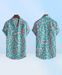 Stilvolles Flamingo-Druck-Hawaii-Aloha-Hemd für Herren, Sommer, neues kurzes Sve-Strandhemd, Herren-Urlaub, Party, Urlaub, Kleidung 7773974