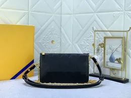 Luksusowe torebki Lexington Clutch Torby Klasyczna torebka na ramię francuskie vintage moda brązowy kwiat łańcucha torby/skórzane torebki podwójne paski M81828