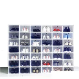 Коробки для хранения Корзины для заказов Прозрачные коробки для хранения обуви Mticolor Складной пластиковый прозрачный домашний органайзер Штабелируемый дисплей Superimpos Dho4X