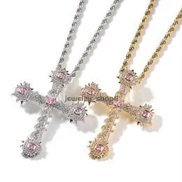 Gumeng Trendy Love Cross Pendant Hip Hop Necklace Copper Plating with Diamond for Men's Necklace Jewelry