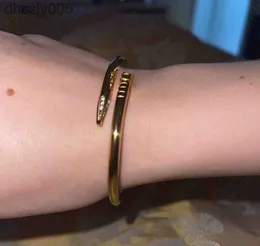 Klasyczne bransoletki Projektant Gold Silver Nail Bracelet Bransoletka Tytanium Mankiet Modna Boguła Nlay Diamentowe bransoletki kobiety Męki miłosne Prezent C80009 z czerwonym pudełkiem 1B8D