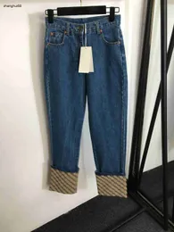 Дизайнерские женские джинсы, брендовая одежда, женская мода, цвет, соответствующий логотипу, вышитый логотип, джинсовые брюки с высокой талией, январь 06