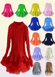 Розничная торговля 13 цветов детская дизайнерская одежда для девочек вязаный свитер из органзы платье принцессы осень-зима роскошный бутик для рождественской вечеринки 3912471