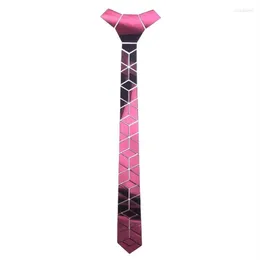 Båge slipsar akryl spegel män glänsande slips mode smycken rosa mager diamant pläd geometrisk smal bling259z