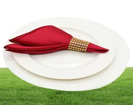 50pcs 30cm Table Napkins cloth Square Satin Fabric Napkin Pocket Handkerchief for Wedding birthday home party el gold white1201131