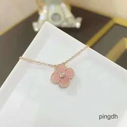 Band diamond 5A quality four leaf clover vanly clef necklace Natural Shell Gemstone Gold Plated 18K designer for woman T0P Advanced Materials