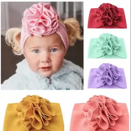 Bebê bonito arco flor bandana para menina crianças algodão elástico cabeça bandas turbante floral headbands hairbands acessórios para o cabelo bj