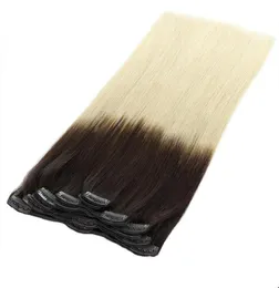 1403903926039039 Double Drawn 150g 8pcs Ombre Color 4613 Full Head Clip in Human Hair Extension8450818