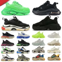 Triple S Men Women Designer Casual Shoes Sneakers Conteekers Clear Sole Black Blhite Bley Pink Blue Royal Neon Green Trainers Теннис