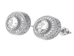 Luksusowe projektantki Kolczyki stadninowe bioder biżuterii moda moda okrągła pierścień uszy męskie kolce diamentowe lodowe stadnina Bling Rap6190565