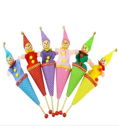 6pcs / lot baby funny up puppets / holiday sale素敵なピエロの手持ち棒パペット人形子供と子供ギフト3594765