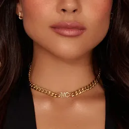 Anpassad pärla dubbel initial choker personligt namn hänge halsband 18k guld pläterad utsökta smycken gåva för kvinnor flickor 240106