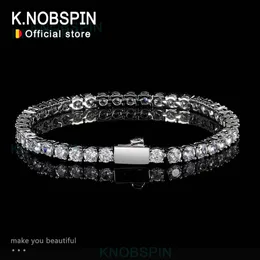 KNOBSPIN D VVS1 Tennisarmband Federverschluss Original 925 Sterling Silber vergoldet 18 Karat mit GRA Armbänder für Damen Herren 240105