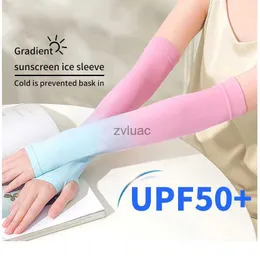 Arm Leg Warmers Fingerless Gloves 1Pair Gradient Ice Sleeve Sunscreen Sleeves Guard Silk Covers Oversleeve UV Protection Cycling and Driving Women Men YQ240106