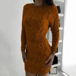 Kazaklar Sonbahar Kış Sweater Elbise Kadınlar Sıcak Kazak Mini Elbise Uzun Örgü Küleyler Bodycon Casual Pullover