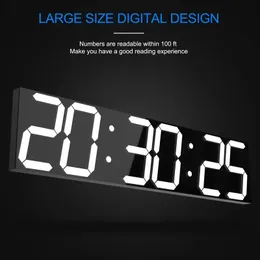 Chuhan 3D Big Screen Digital Timer Oversize LED Display Wall Clock 6 Siffror Stoppklocka Remote Control Unique Alarm 240106