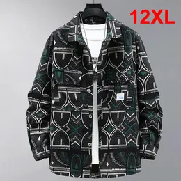Vintage denim ceket erkek sokak kıyafeti kargo ceketi artı boyut 11xl 12xl bahar sonbahar büyük 10xl 240105